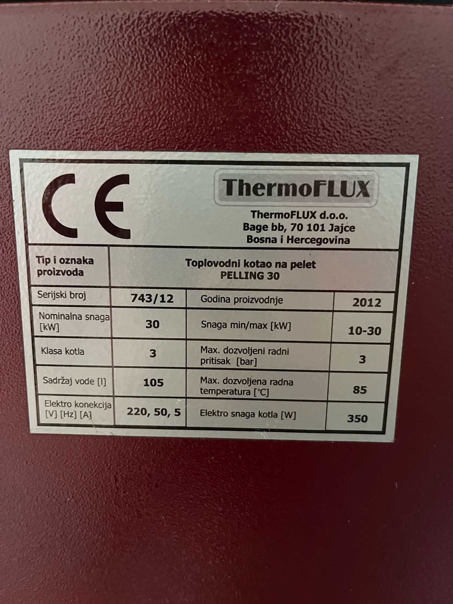 Caldeira a Pellets ThermoFLUX PELLING 30kW