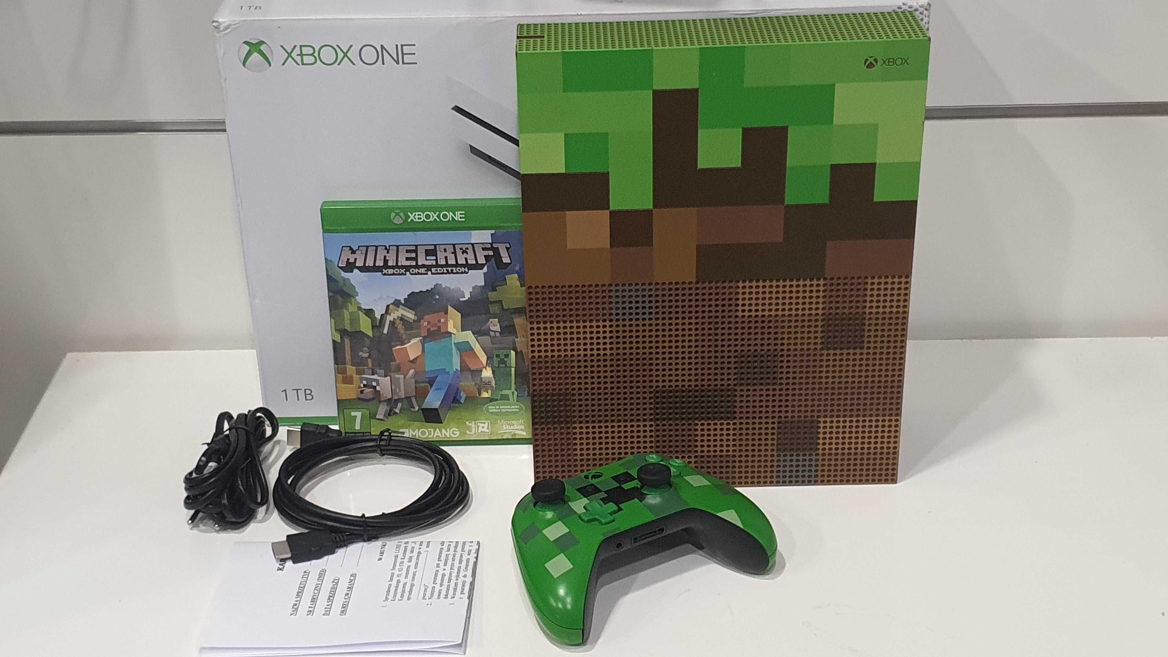 Gwarancja Konsola XBOX One S Minecraft 1TB 4K +Pad *MINECRAFT CREEPER*