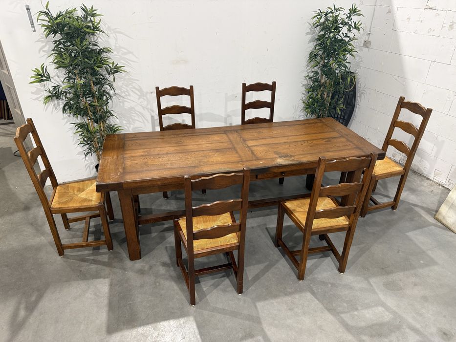 Piękny rozkładany stół dębowy z krzesłami lite drewno wysyłka