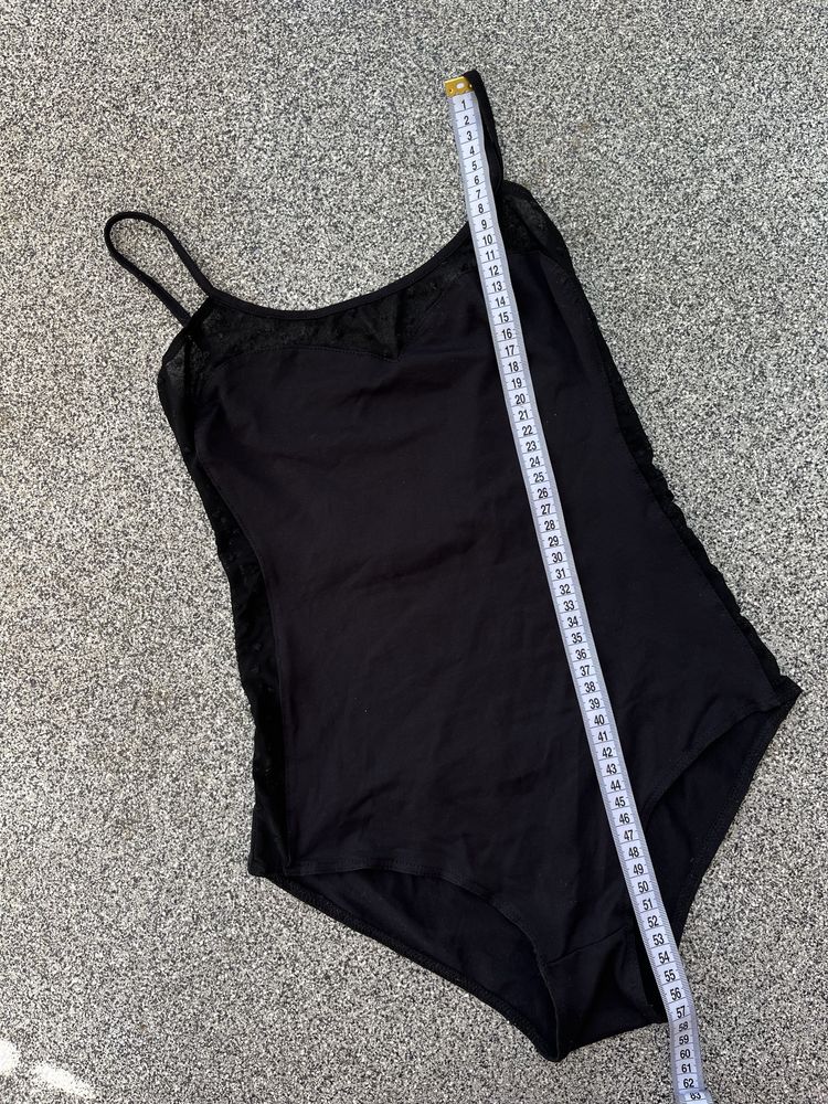 Bershka czarne dopasowane body tiul siateczka serca serduszka sexy S