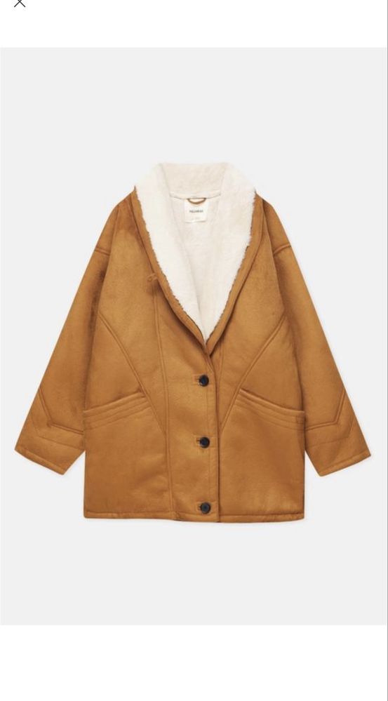 Дубленка коричнева, розмір хс-с-м pull&bear