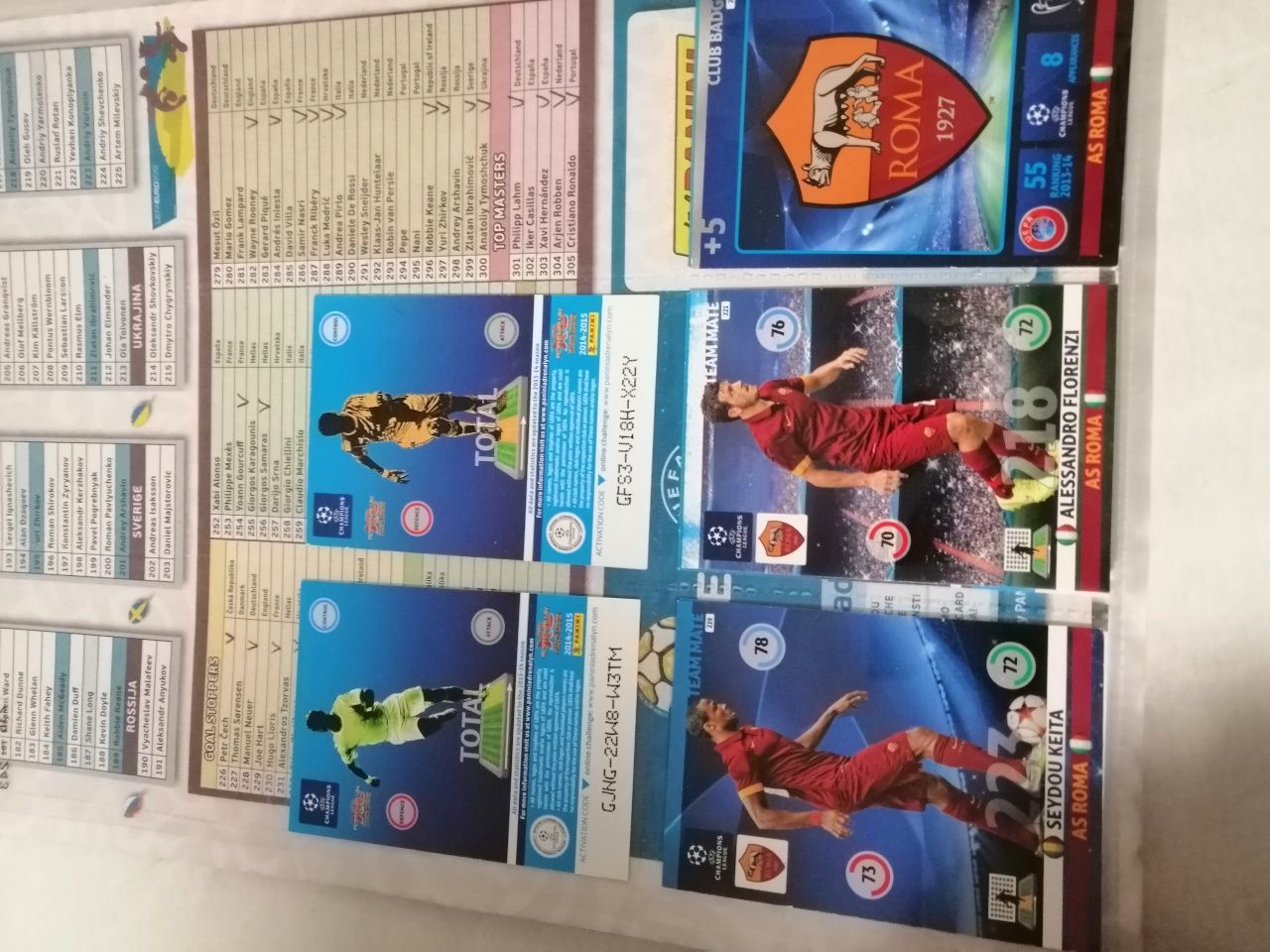 Sprzedam karty piłkarskie PANINI UEFA Champions League różne 24 sztuki