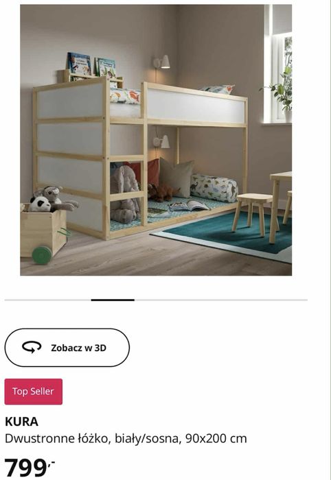 Dwustronne lozko pietrowe kura ikea