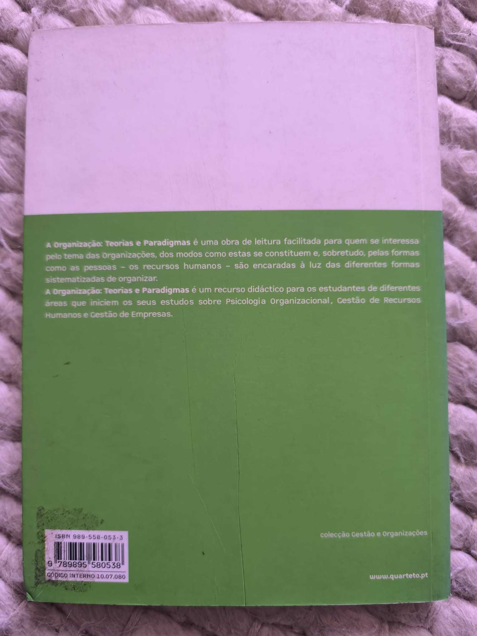 Livro "A Organização,Teorias e Paradigmas" de José Manuel Canavarro