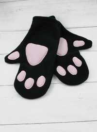 nowe rękawiczki kocie łapki czarne kawaii kot alternative goth