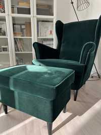 Zielony fotel uszak - IKEA STRANDMON