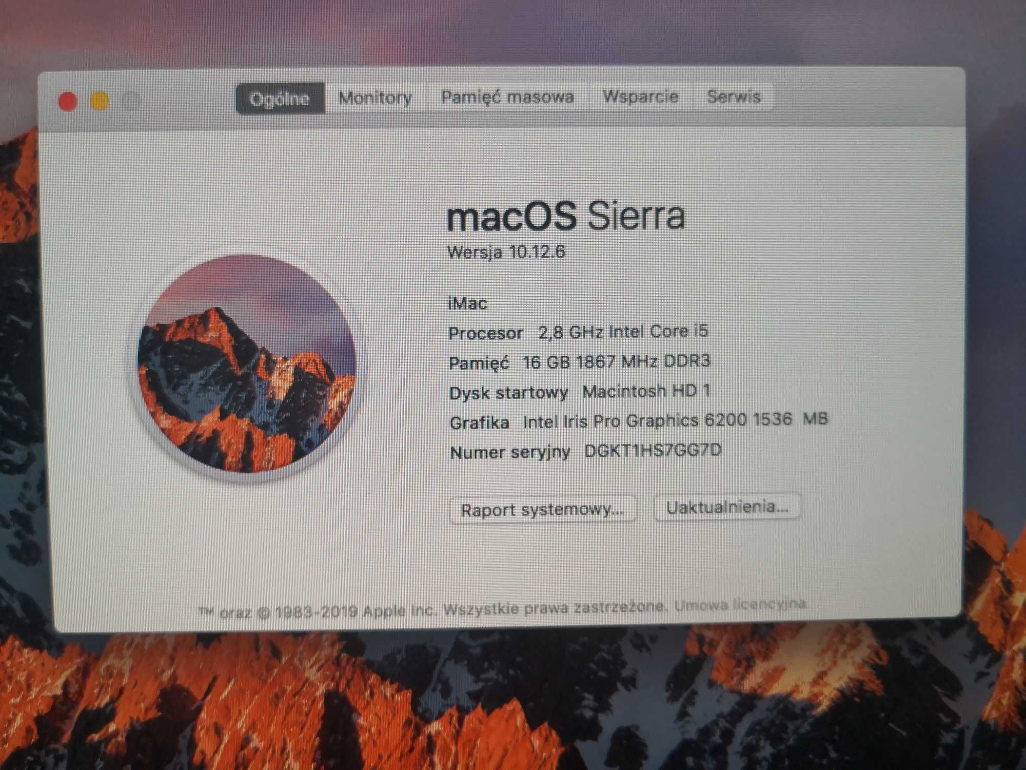 Apple iMAC 21.5 cala i5, 2.8 GHz, 16 GB, 1 TB