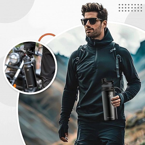 Bidon termiczny Rockbros rowerowy na napoje 530 ml - czarny