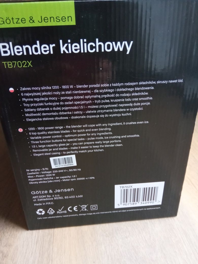 Nowy blender kielichowy Götze&Jensen TB702X