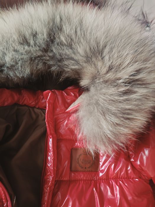 Kombinezon LAttante czerwony błyszczący 80-92  z futerkiem