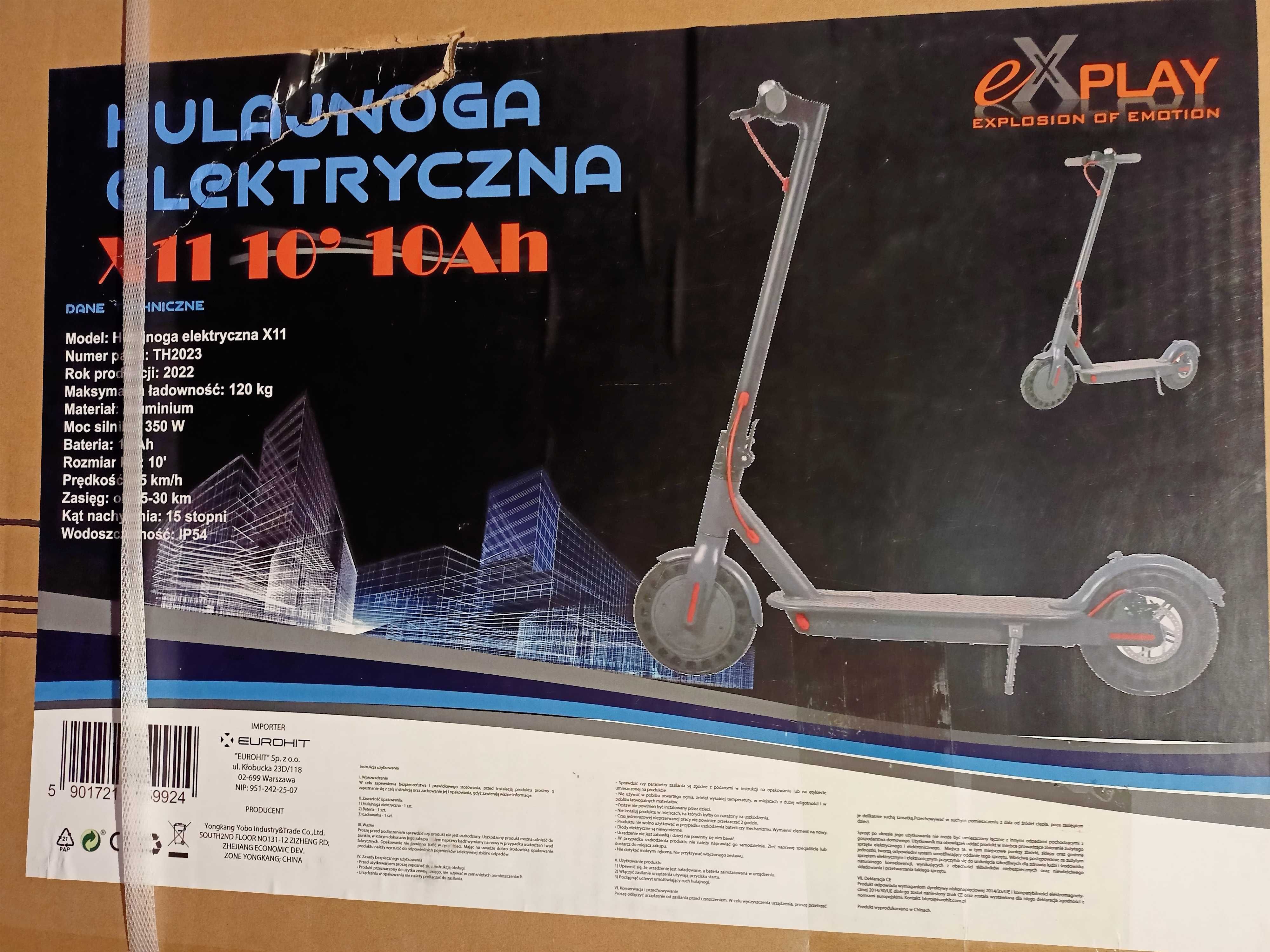 NOWA Hulajnoga elektryczna Explay X11 koła 10" aku 10Ah gwarancja