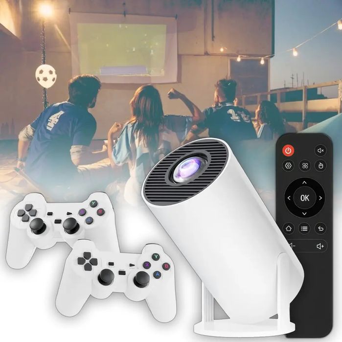 Проектор з 2 джойстиками, пультом та іграми на Android 11