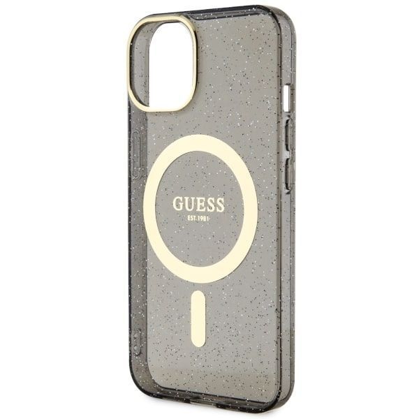 Etui Guess Glitter Gold MagSafe do iPhone 14/15 Plus 6.7" - Czarny