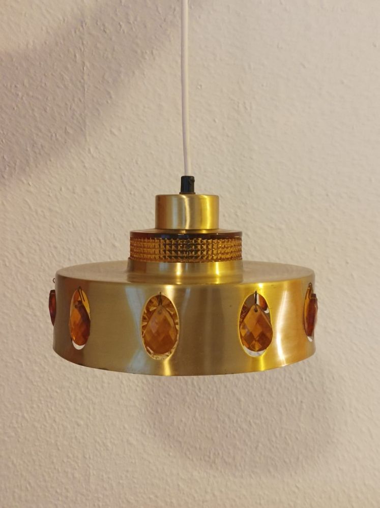 Stara Lampa wisząca szkło miodowe metal. Loft