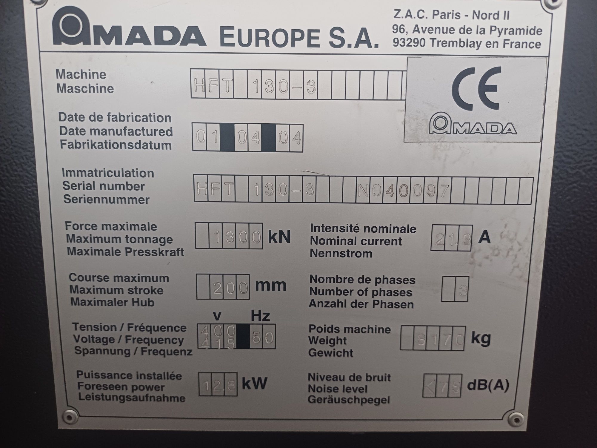 Prasa krawędziowa Amada HFT 130-3