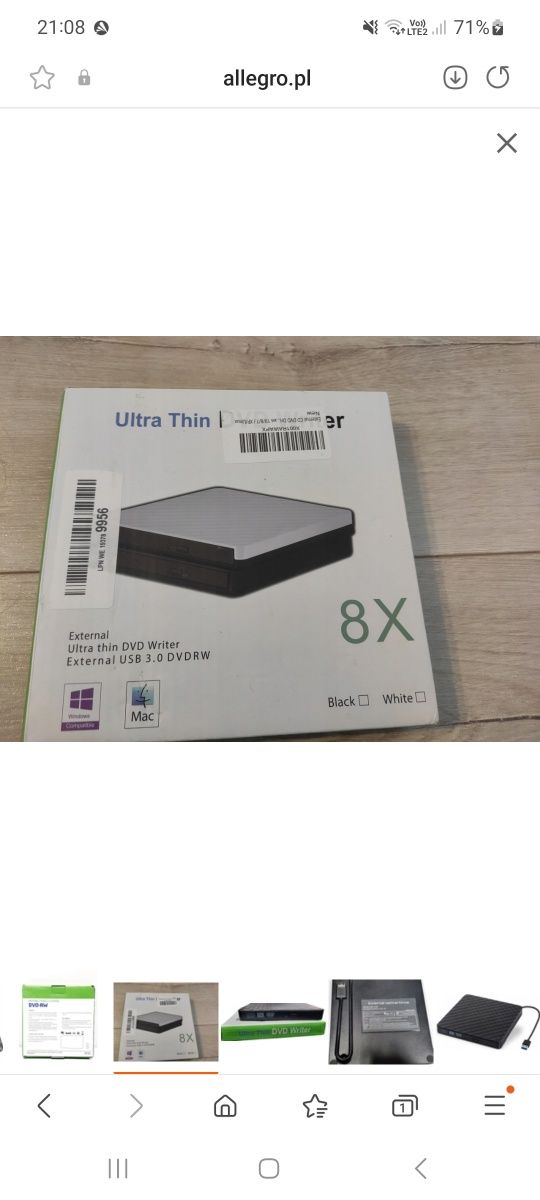 Napęd DVD zewnętrzna Ultra THIN DVD WRITER 8X DVD
