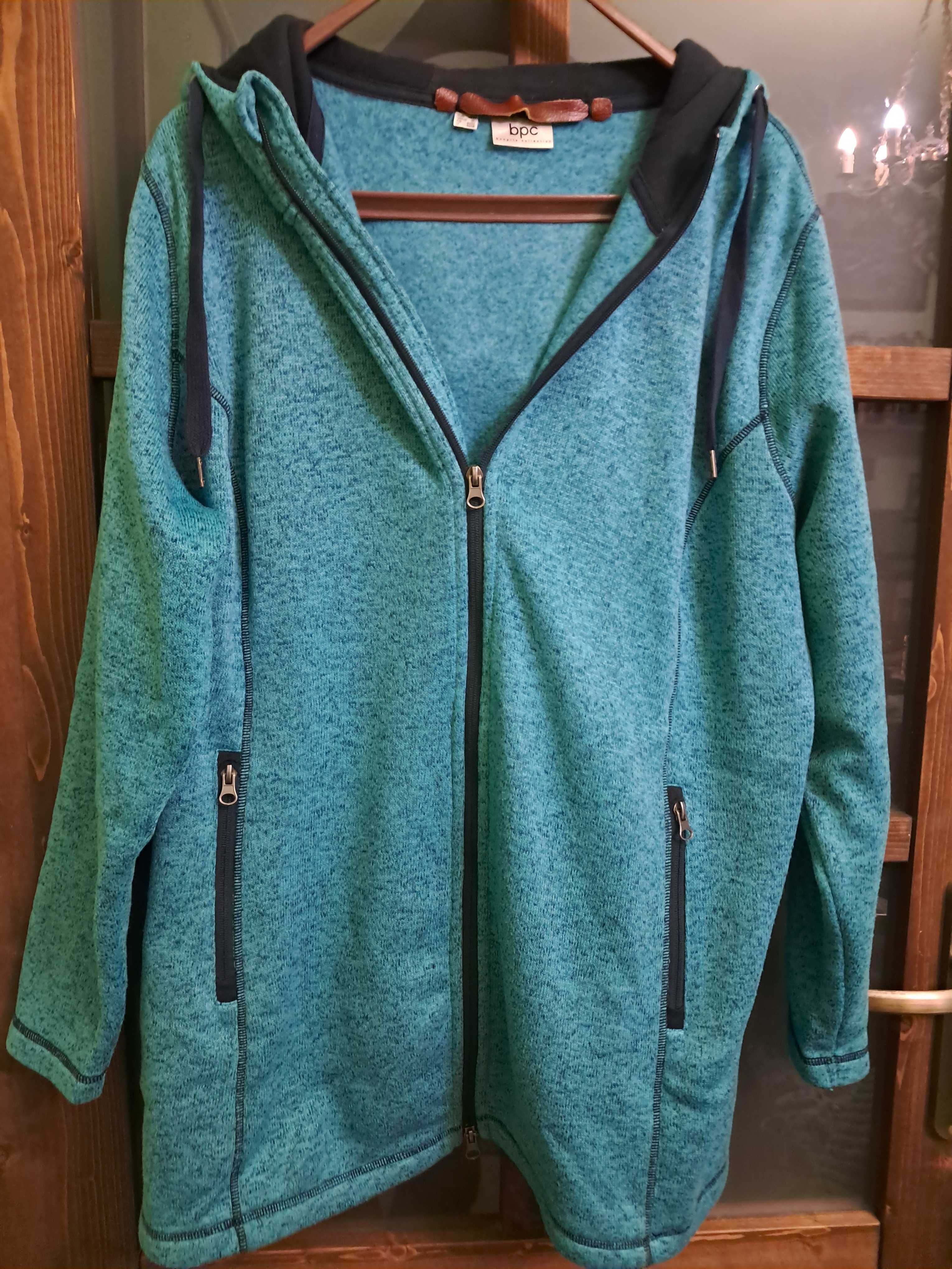 Kurtka bluza damska stan super roz. 50/52 kolor melanż turkus polar