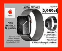 I. Nowy STALOWY Apple Watch 8 45mm Graphite Cellular GW-12ms +DODATKI!