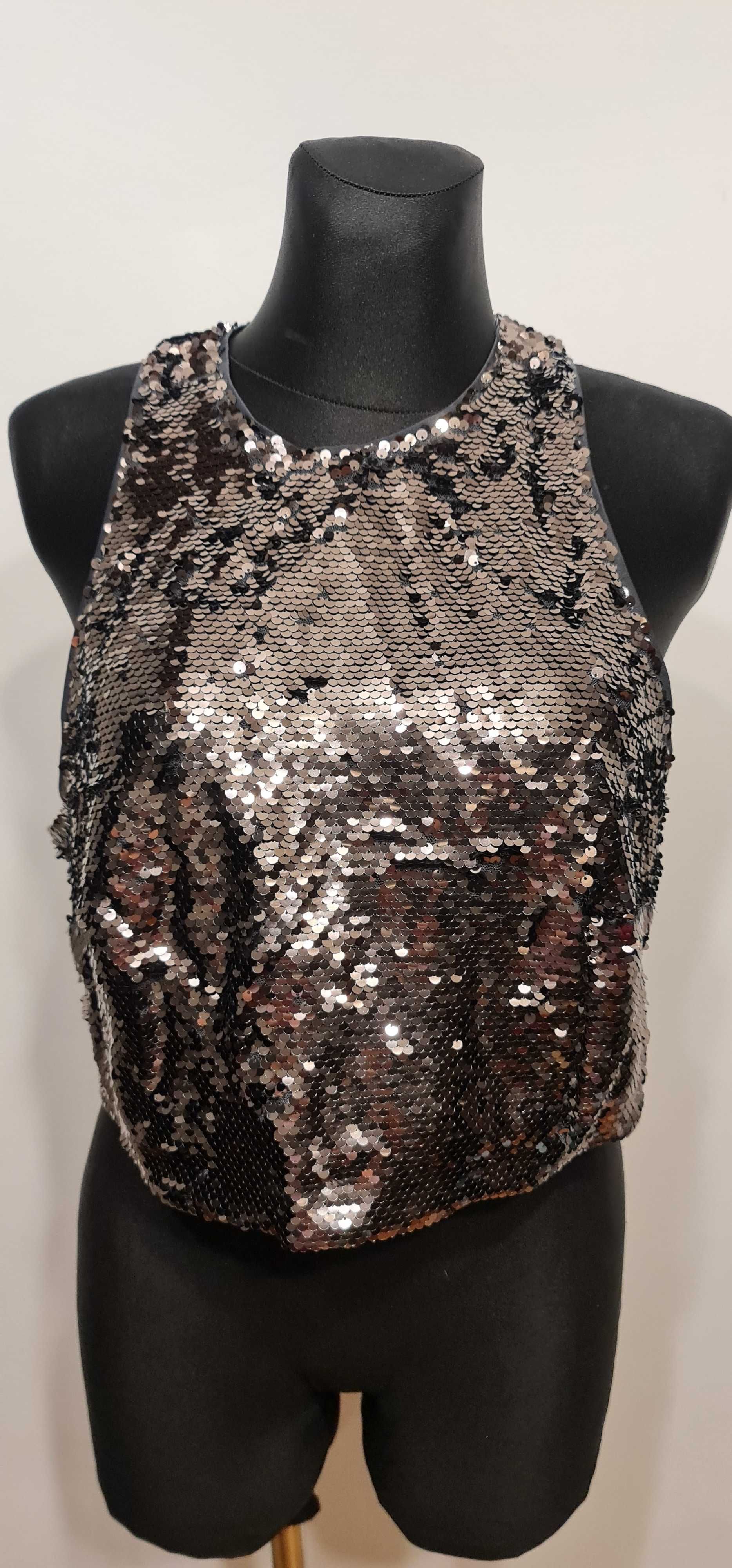 1274a Nowy Krótki top z cekinami H&M rozmiar L