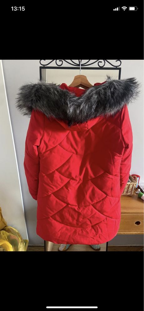 Zimowy płaszcz kurtka czerwona jak S