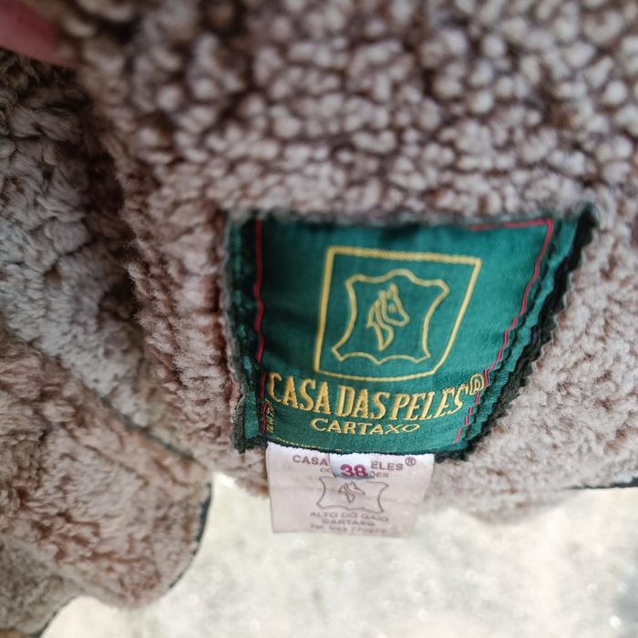 Casaco de pele genuína castanho