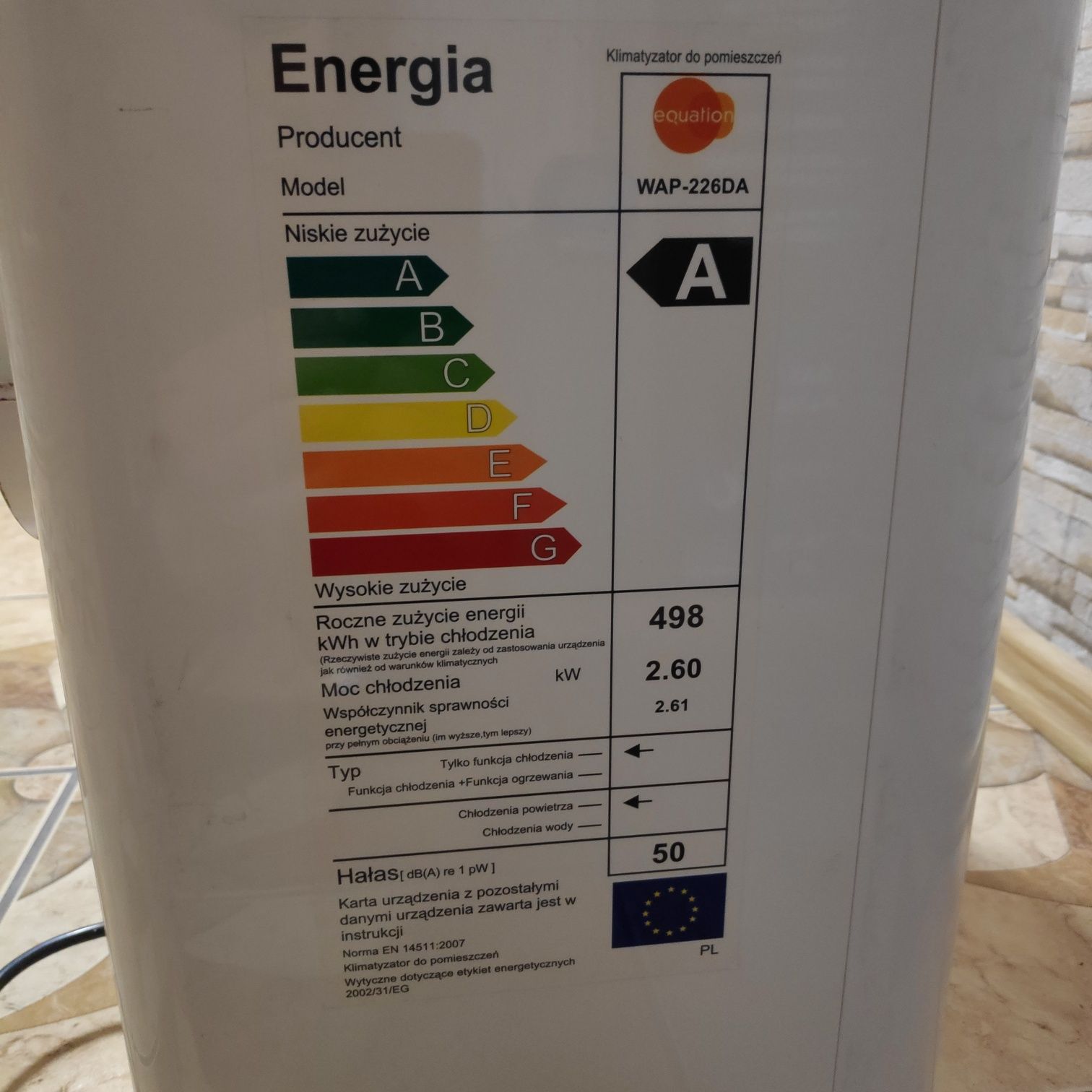 Klimatyzacja, klimatyzator przenośny Equation wap-226da