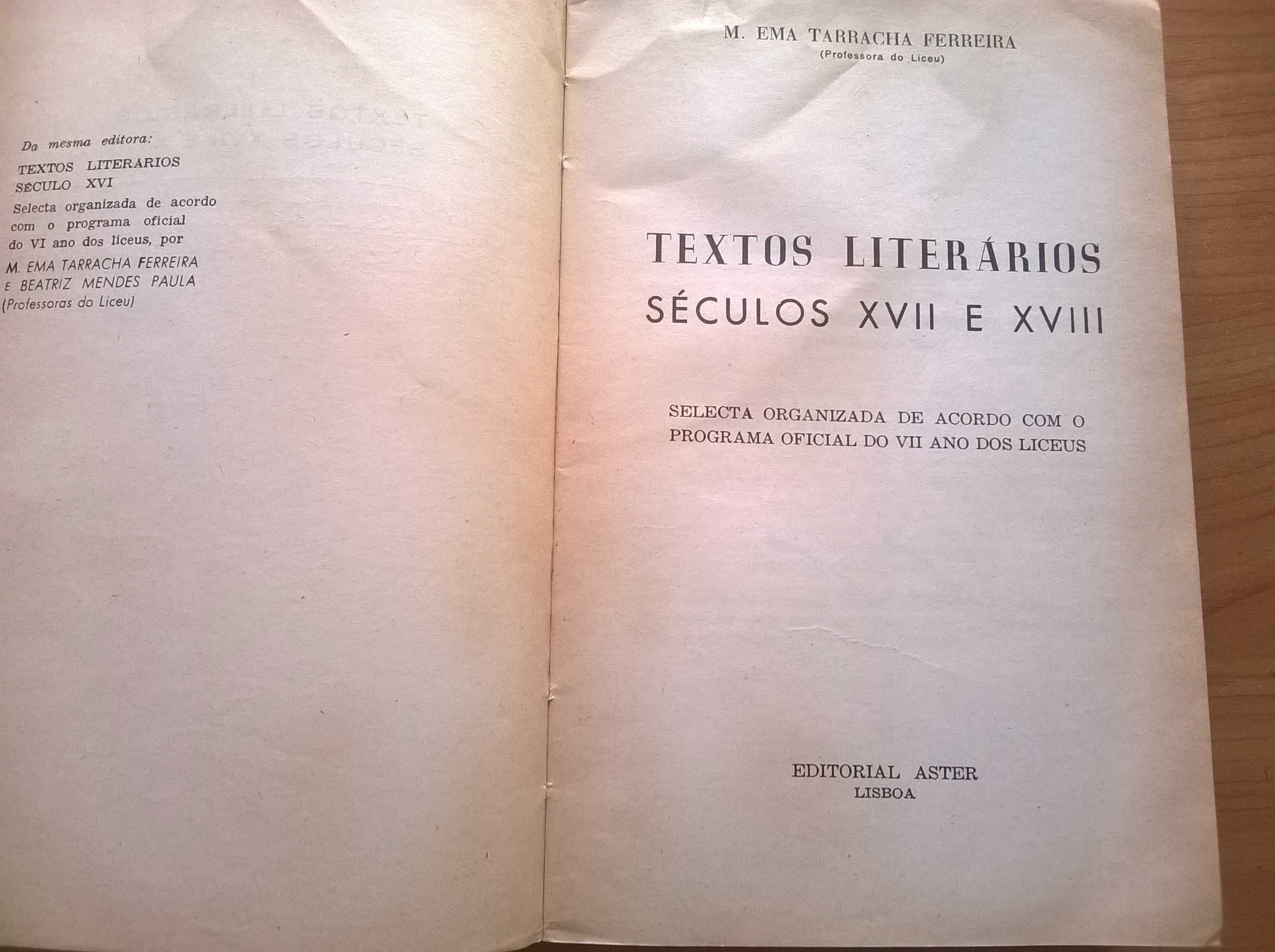 Textos Literários Séculos XVII e XVIII - M. Ema Tarracha Ferreira