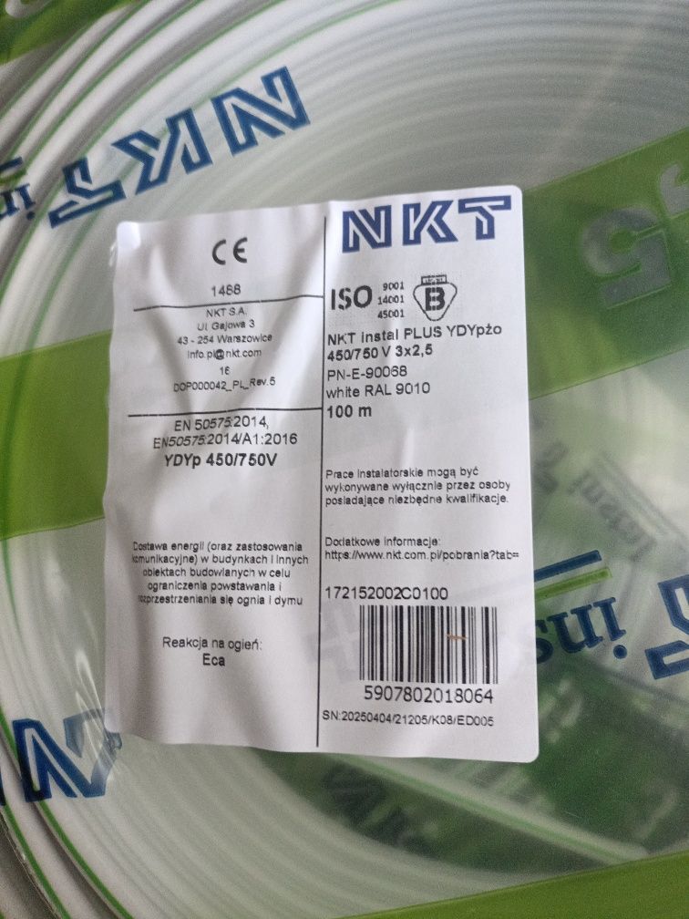 Przewód płaski NKT 3x1.5/3x2.5