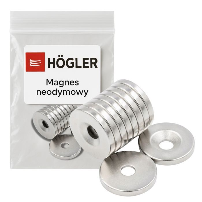 Magnes neodymowy otworem pod wkręt 12x3mm okrągły płytkowy 10szt