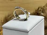 Piękny złoty pierścionek z cyrkoniami P585 rozmiar 12"