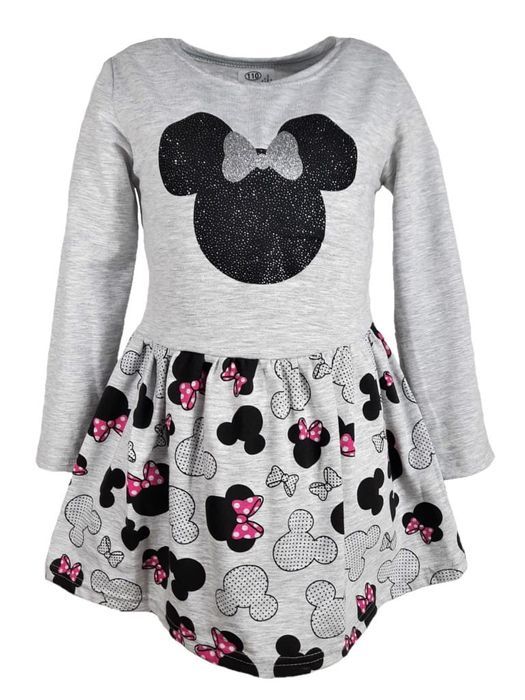 Szara sukienka z długim rękawem Myszka Minnie 104