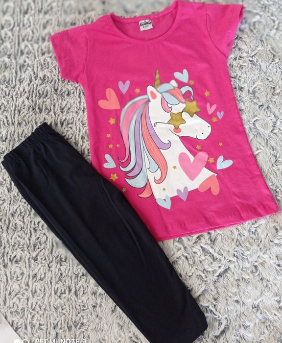 Piękny komplet dziewczęcy legginsy 3/4 92-116