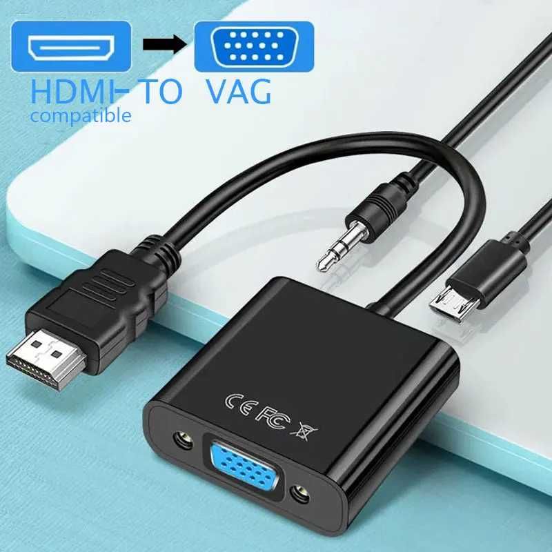 Переходник адаптер конвертер HDMI - VGA со звуком и питанием