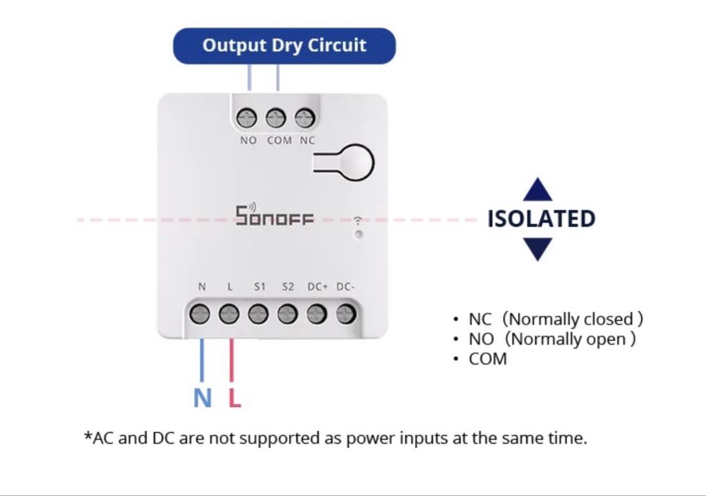 Relé inteligente Wi-Fi com Matter e contacto seco - Sonoff Mini-D