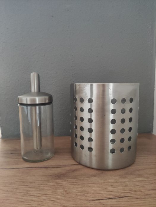 Ikea pojemnik na sztućce i cukiernica z dozownikiem