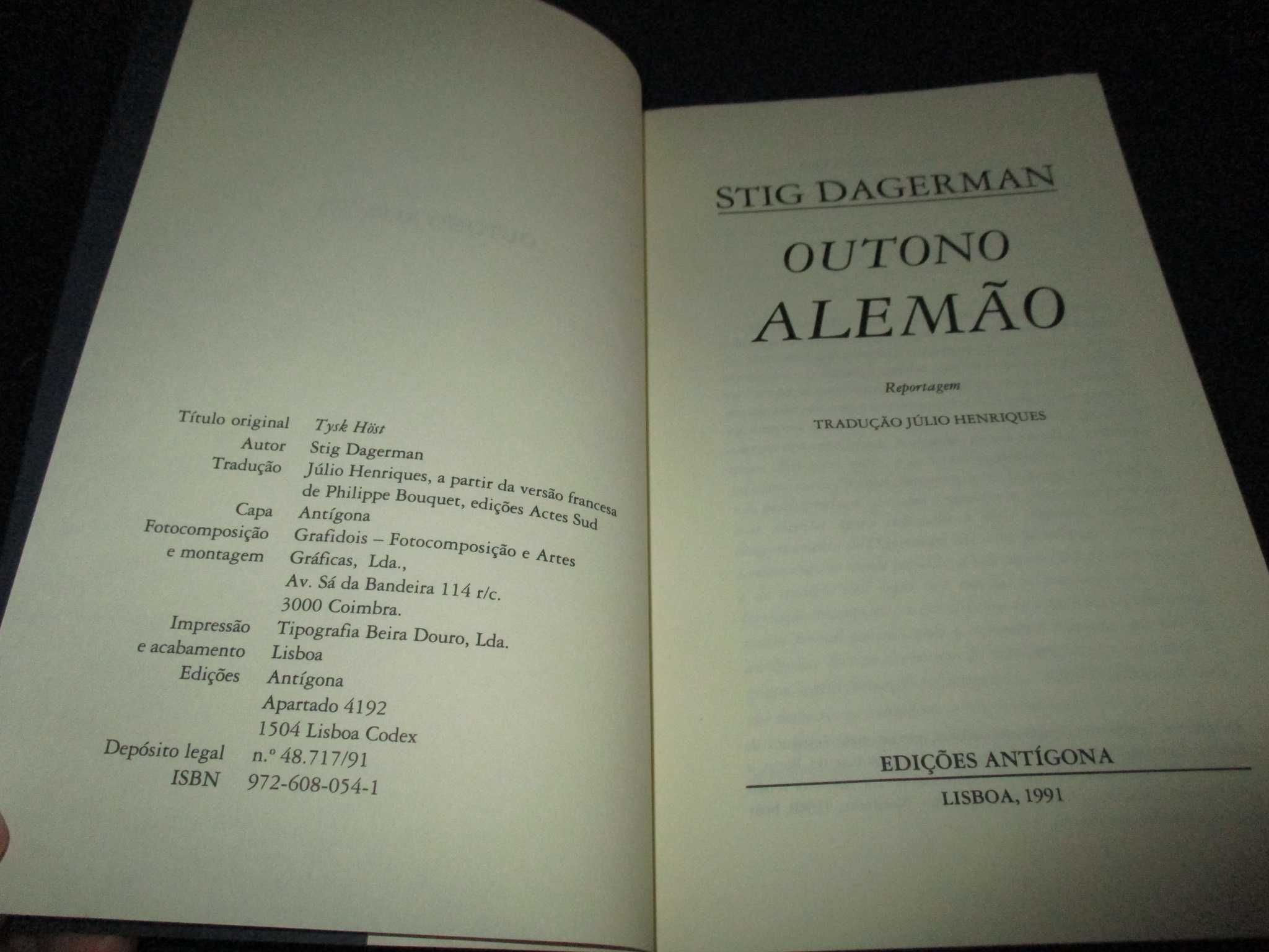 Livro Outono Alemão Stig Dagerman Antígona