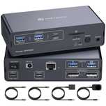 FQuanmap Stacja Dokująca 4K 120Hz KVM dla 2 Monitorów i Laptopów