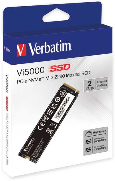 SSD диск Verbatim Vi5000 2TB M.2 2280 NVMe PCIe 4.0 x4 3D NAND TLC
