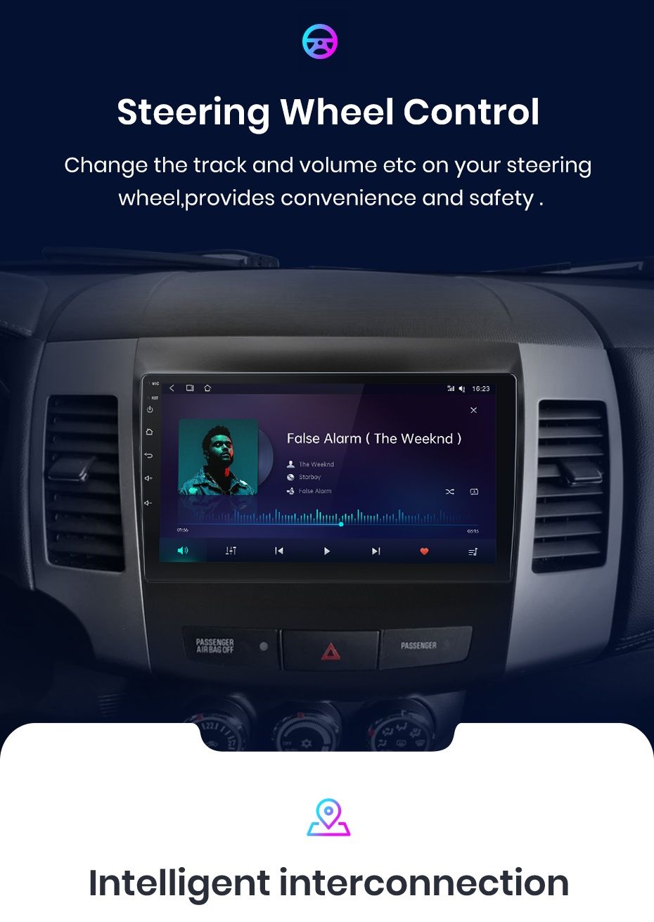 Rádio 9" Android Mitsubishi Outlander Citroen C-Cross Peugeot 4007