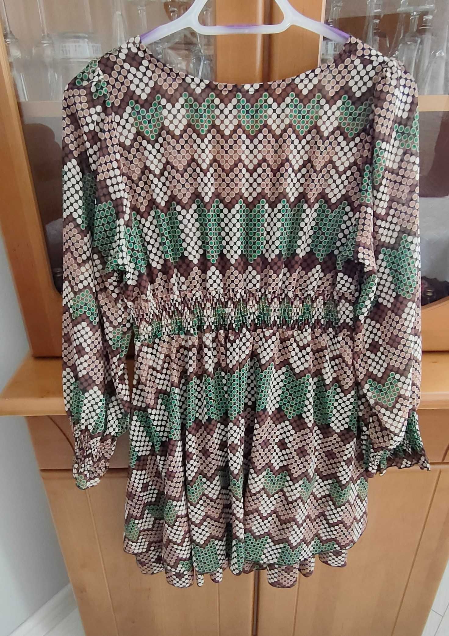 Sukienka brązowo-zielona rozm. M