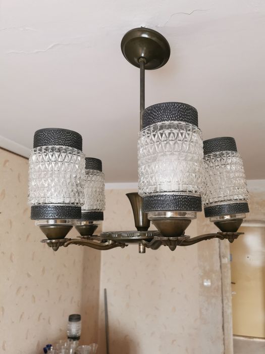 Żyrandol ART-Deco PRL lata 70- stan idealny
