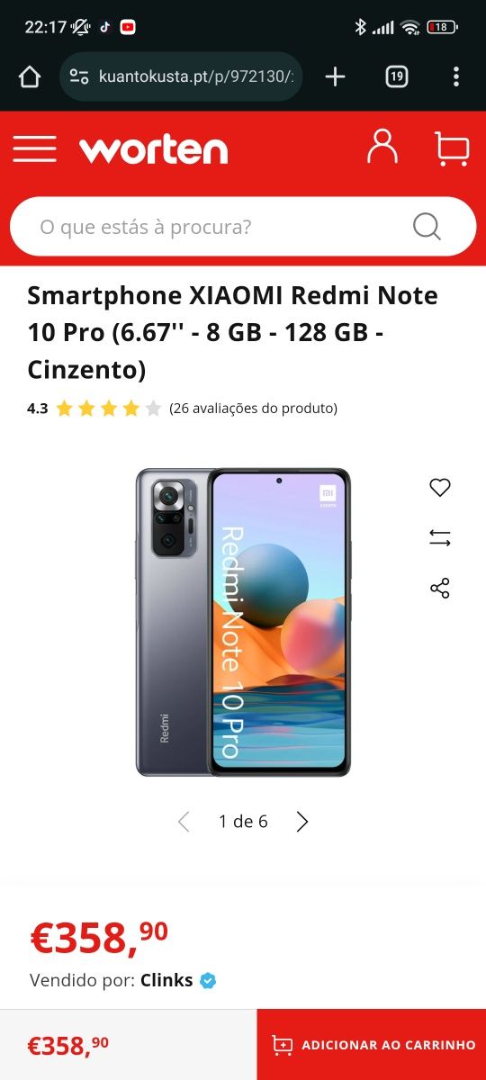 Xiaomi Redmi Note 10 Pro 8GB RAM 128GB ROM Com Garantia