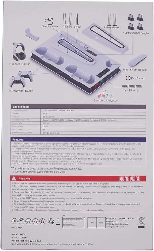 Suporte vertical ventiladores de refrigeração PS5/PS5 Slim