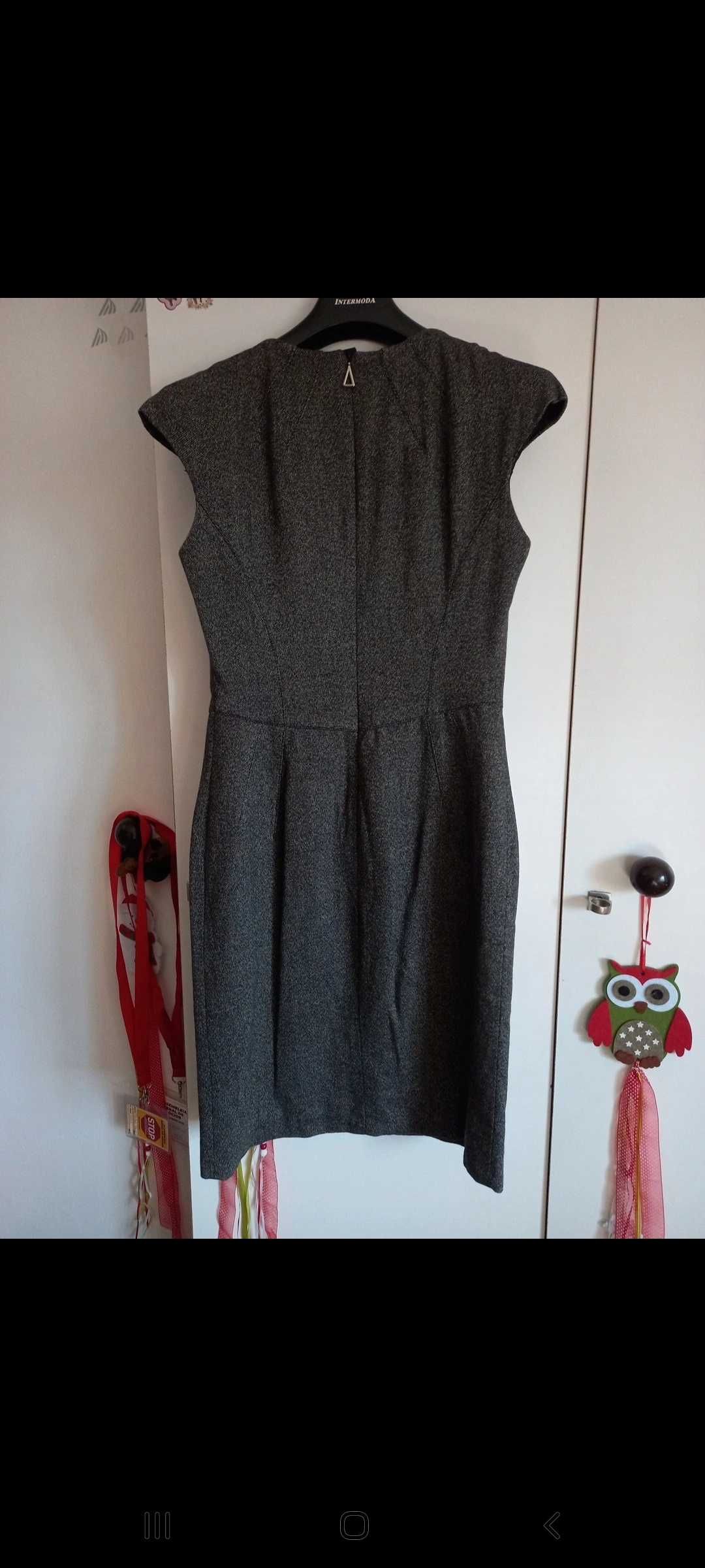 Vestido cinzento mesclado - S - Zara Woman