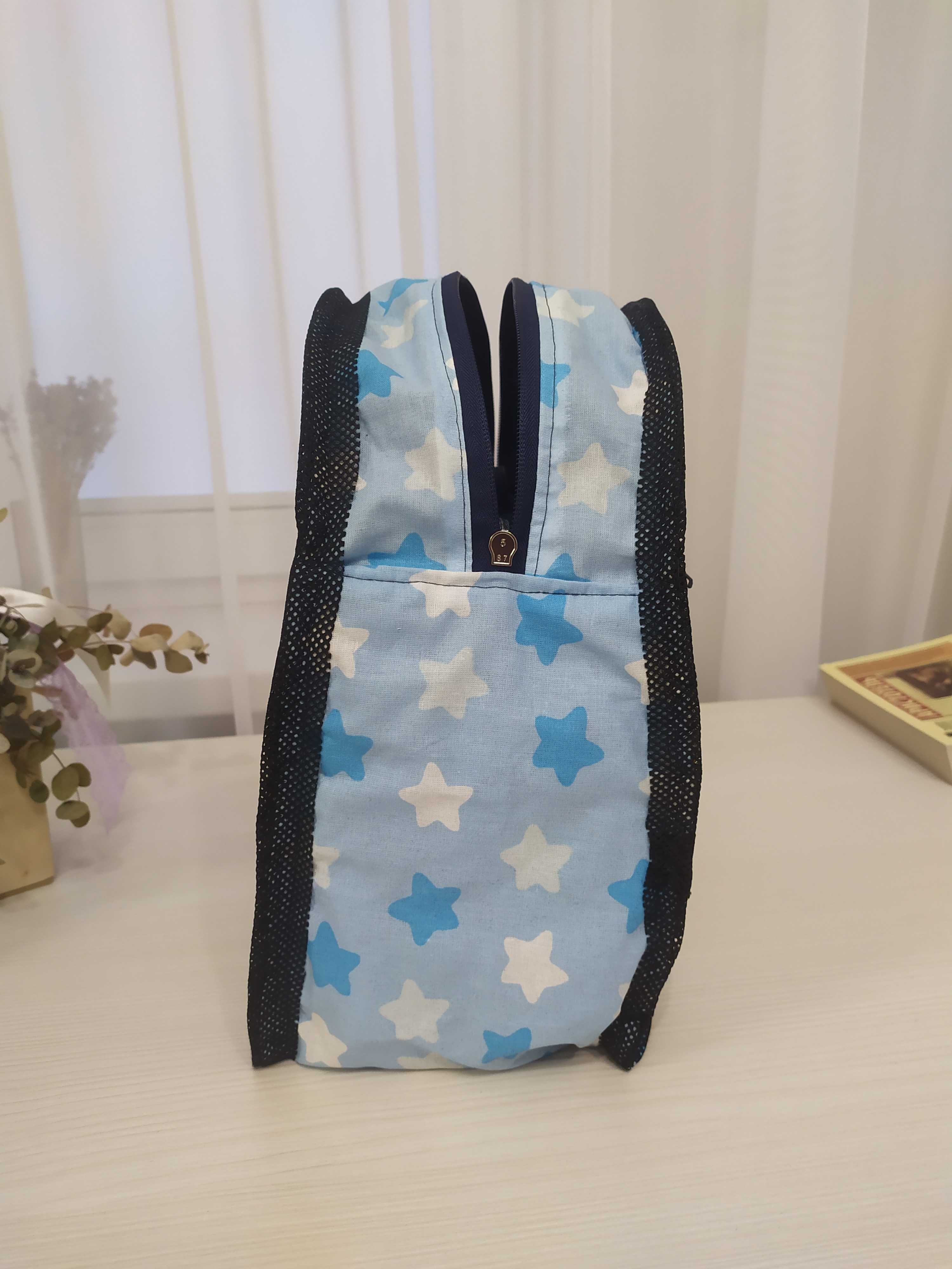 Jeansowy pkecak handmade wzór kotwice