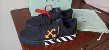 (r. 41) Nowe buty OFF-WHITE Vulcanized Low Black Orange Canvas czarne
