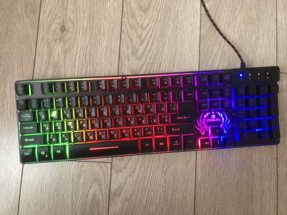 Клавіатура проводна ігрова Real-El Comfort 7090 Backlit USB Black