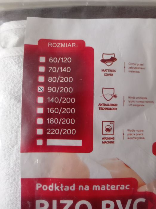 Wodoodporny Podkład 90x200 ANTYALERGICZNY Ochraniacz z Gumką frotte