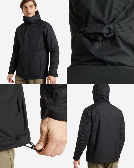 Куртка плащевка утеплена Everest чорна з капюшоном тепла зимова спорт