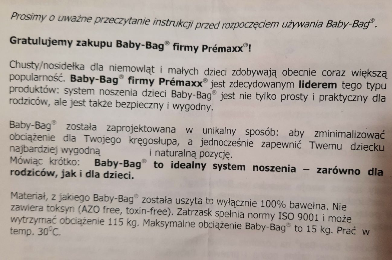 Nosidełko Premaxx Baby Bag